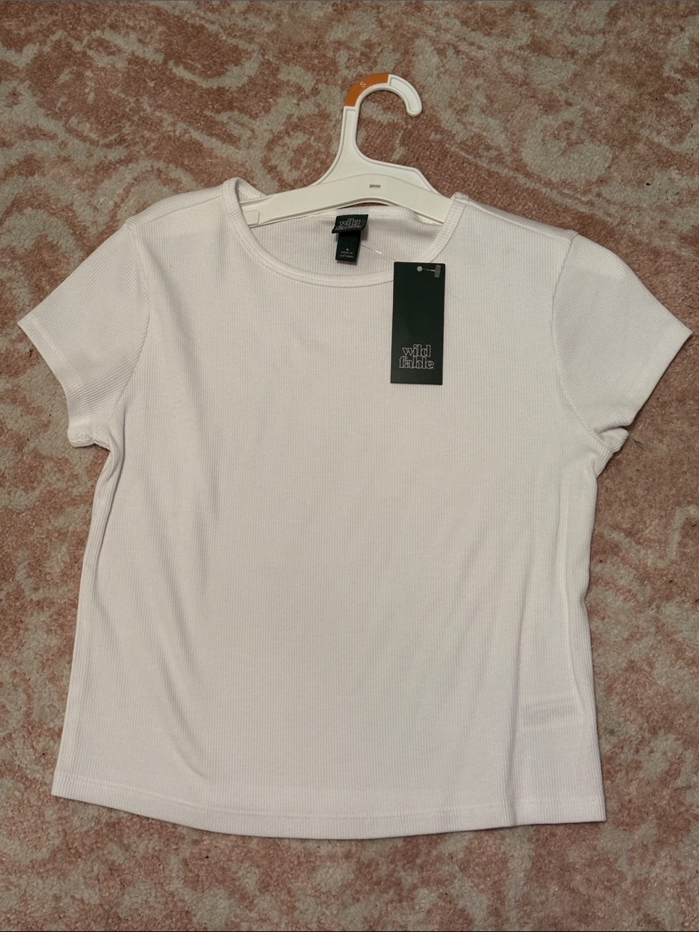 wild fable White Ribbed Short Sleeve Crew Tee